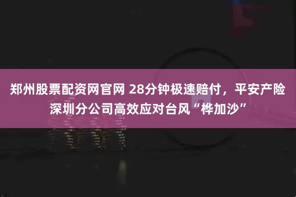 郑州股票配资网官网 28分钟极速赔付，平安产险深圳分公司高效应对台风“桦加沙”